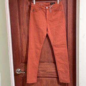 NWT AG Goldschmied Farrah Ankle High Rise Skinny Jeans In Brown/ Red